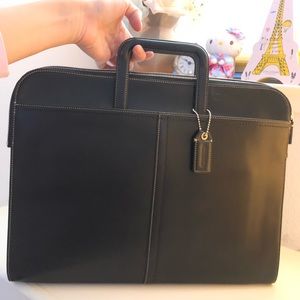 COACH, Black Leather Bag - Fits 15” Laptop